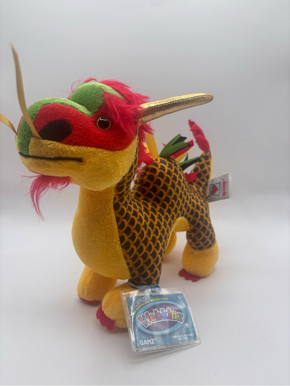 Webkinz Chinese Dragon Retired Plush Toy. Sealed Code NWT  HM718 GANZ
